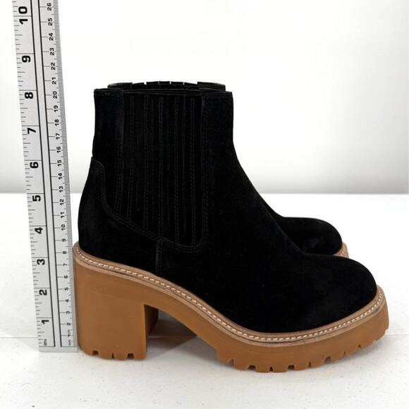 NEW Jeffrey Campbell Tuckee Lug Sole Heeled Ankle Boots, Black Suede Honey - Picture 9 of 11